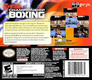 Showtime Championship Boxing - Box - Back Image