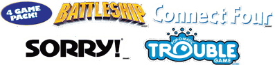4 Game Pack!: Battleship/Connect Four/Sorry!/Trouble - Clear Logo Image