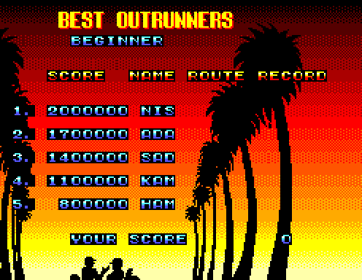 OutRun 3D - Screenshot - High Scores Image
