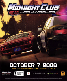 Midnight Club: Los Angeles - Advertisement Flyer - Front