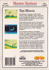 Taz-Mania - Box - Back Image