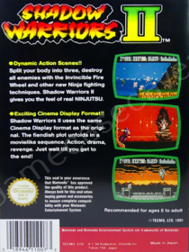 Ninja Gaiden II: The Dark Sword of Chaos - Box - Back