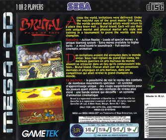 Brutal: Paws of Fury - Box - Back Image