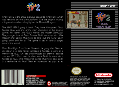 Final Fight 2 - Fanart - Box - Back