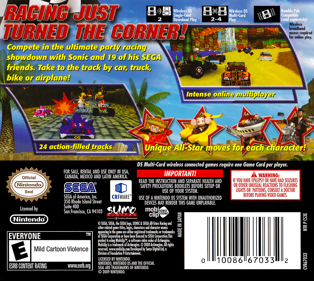 Sonic & SEGA All-Stars Racing - Box - Back Image