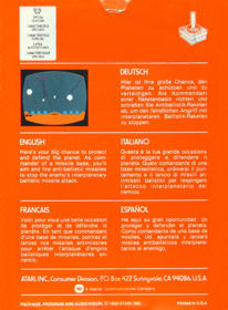 Missile Command - Box - Back