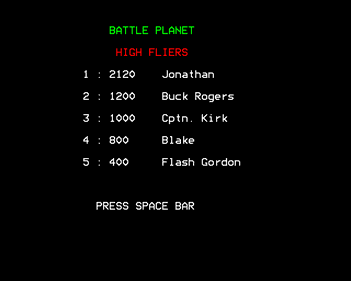 Battle Planet - Screenshot - High Scores