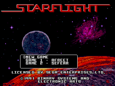 Starflight - Screenshot - Game Select
