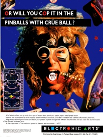 Crüe Ball: Heavy Metal Pinball - Advertisement Flyer - Front