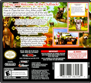 Paws & Claws: Pet Vet: Australian Adventures - Box - Back - Reconstructed