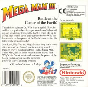 Mega Man III - Box - Back