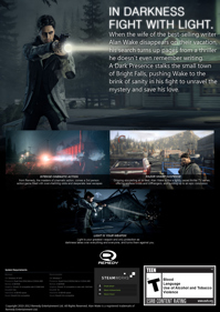 Alan Wake Remastered - Box - Back
