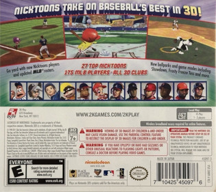 Nicktoons MLB 3D - Box - Back