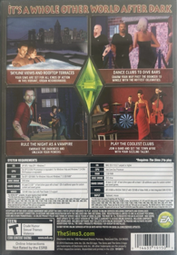 The Sims 3: Late Night - Box - Back