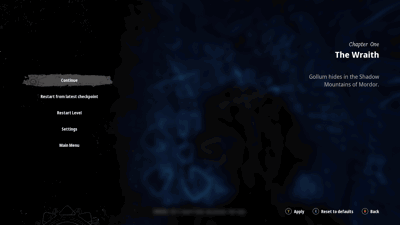 The Lord of the Rings: Gollum - Screenshot - Game Select