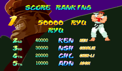 Street Fighter Alpha: Warriors' Dreams - Screenshot - High Scores
