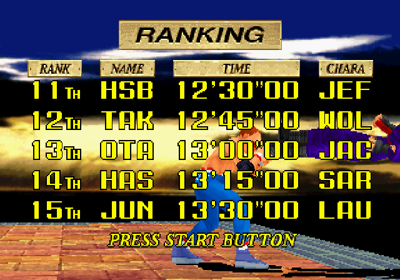 Virtua Fighter Remix - Screenshot - High Scores