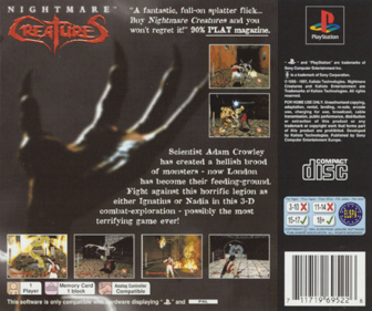 Nightmare Creatures - Box - Back Image