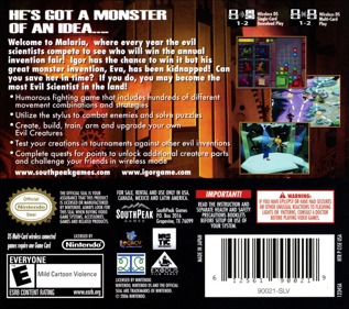 Igor: The Game - Box - Back Image