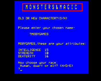 Monsters & Magic - Screenshot - Game Select