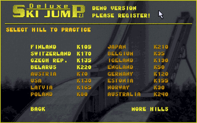 Deluxe Ski Jump 2 - Screenshot - Game Select